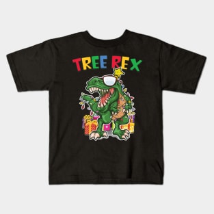 Tree Rex Dinosaur Christmas Kids T-Shirt